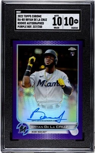 2022 Topps Chrome Bryan De La Cruz Auto /250 Purple SGC 10 - Picture 1 of 2