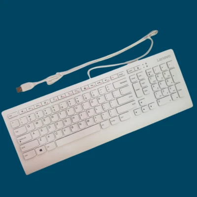 US layout white Slim USB wired keyboard for Lenovo SK-8821 - Image 1 of 4