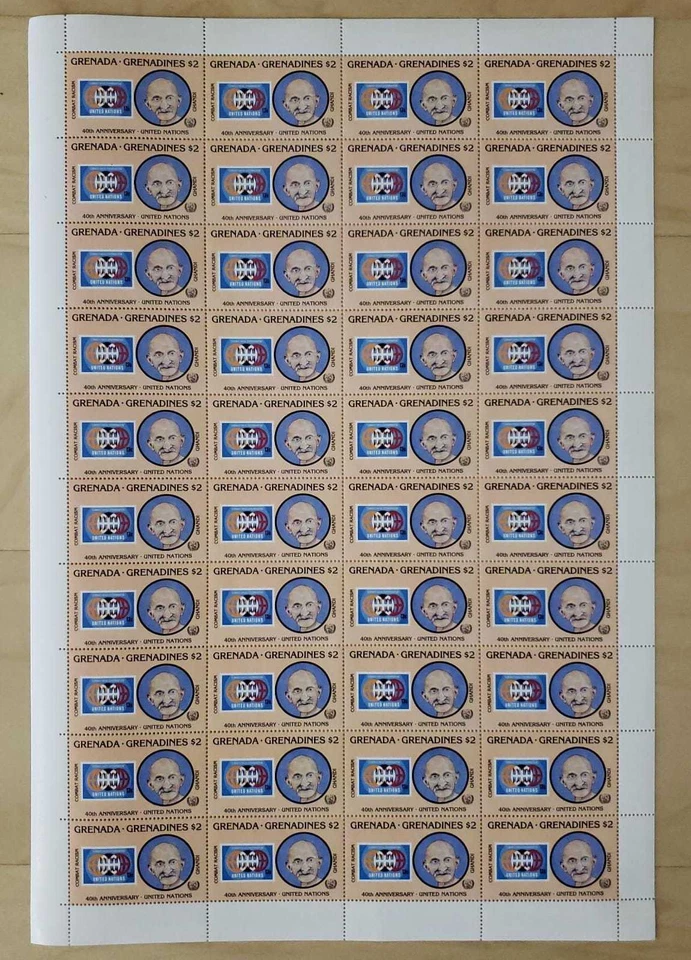 Grenadines 1985 - Gandhi Non-Violence - Sheet of 40 Stamps Scott #708-10 - MNH - Image 1 of 1
