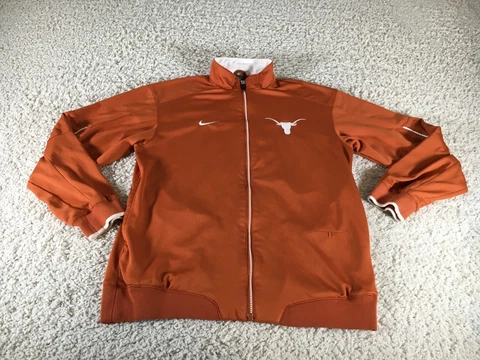 Texas Longhorns Sweater Mens Medium Orange Nike Team Full Zip Jacket Embroidered Cover