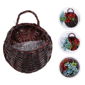2 Pcs Rattan Flower Pot Hanging Basket Balcony Planter Wicker Woven - Picture 1 of 12