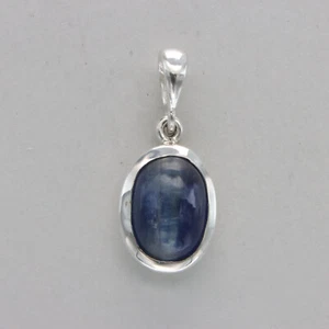 Plata de ley 925 - Colgante de cianita azul ovalado - Piedras preciosas genuinas y naturales #32 - Imagen 1 de 8