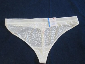 Secret Treasures Cream Leopard Lace Thong Panty Underwear Plus Size XXXL 10/3X - Picture 1 of 7