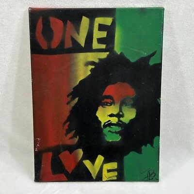 "Pintura de arte de pared personalizada Bob Marley One Love Rasta color lienzo 12""x16""" Foto 1 de 4