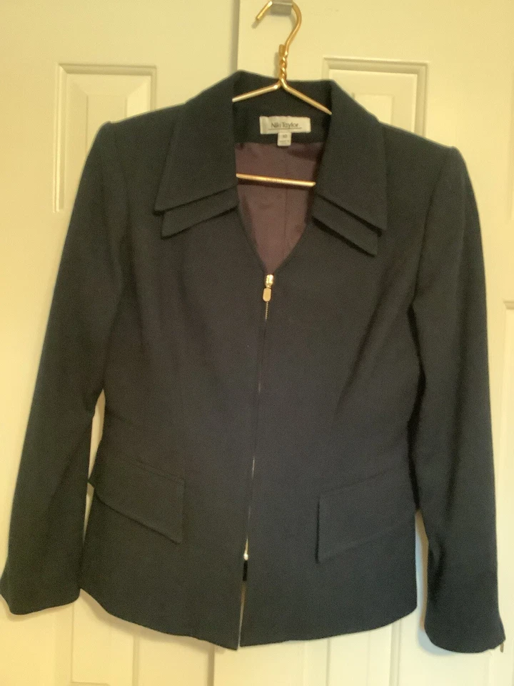 Niki Taylor 女士海军蓝西装外套,尺寸 10 — 第 1/4 张图片