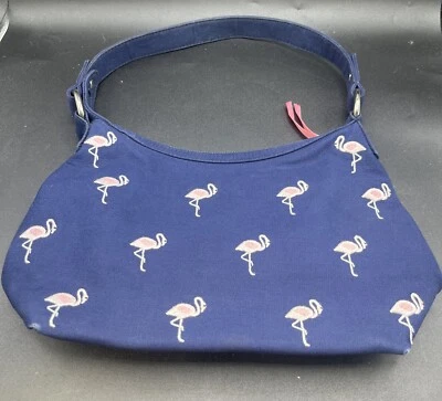 Talbots Flamingo Purse Shoulder Bag Blue Pink 7x11” Canvas - Image 1 of 4