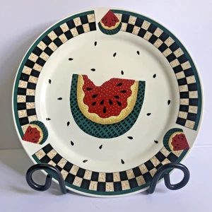 Vintage Tabletops Unlimited Fresh Watermelon Dinner Plate 10.5" Ceramic Round - Picture 1 of 13