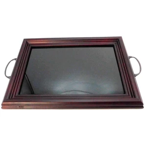 Serving Tray Picture Memory Mahogany Finish Tray with Handles New Open Box - Picture 1 of 4
