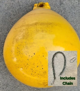Inflatable Yellow Boating Buoy + Coated Anchor Chain | 17" x 13" Marine Fender - Picture 1 of 6