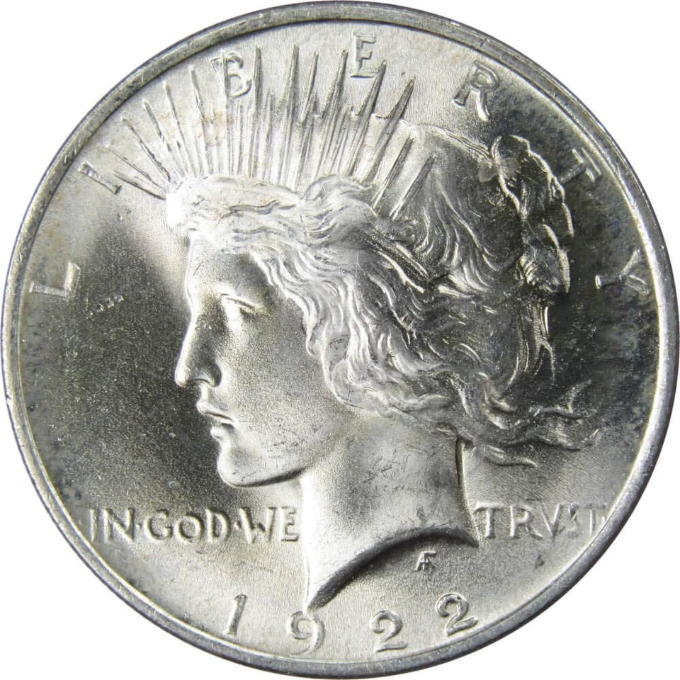 1922 Peace Dollar BU Uncirculated Mint State 90% Silver $1 US Coin Collectible - Image 1 of 1