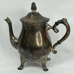 Cafetera de té de latón EP de colección plateada con patas tapa con bisagras floral Hong Kong - Imagen 1 de 10