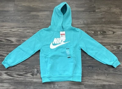 Boys Youth Nike Club Fleece Hoodie Sweatshirt Pullover Teal Blue Sz Large L NEW - Image 1 of 4