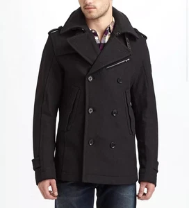 $695 Designer DIESEL Men's Army Aviator Double Breasted Pea Coat Parka Jacket M - Picture 1 of 5