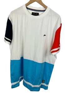 A. Tiziano White Color Block T-Shirt – Luxury Streetwear (10/10) – Size XXL - Picture 1 of 7