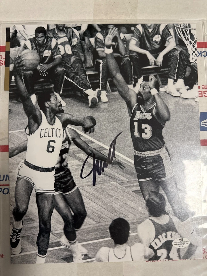 WILT CHAMBERLAIN VS BILL RUSSELL PHOTO AUTO COA  - Image 1 of 4
