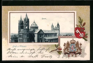 Passepartout-Lithographie Worms, Dom, Wappen 1912  - Picture 1 of 2