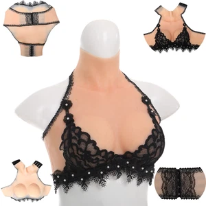 New silicone breast prosthesis bra one-piece underwear, button design Black Lace - Picture 1 of 19