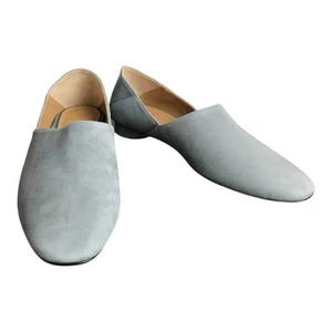 The Row Noelle Suede Loafer Women 40 Grey Chrome Collapsible Heel Classic Retro - Picture 1 of 6