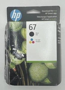 Paquete combinado de cartuchos de tinta HP genuinos 67 negros y tricolores NUEVO abierto exp. 4/27 - Imagen 1 de 6