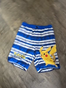 Pokemon Pikachu Swim Board Trunks Blue Striped shorts Youth L 14-16 - Picture 1 of 5