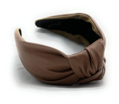 Diademas gruesas de cuero marrón de 2,5 pulgadas de grosor para mujer van con todo... Foto 1 de 4