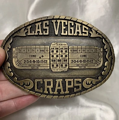 Mesa de dados 1983 Las Vegas Nevada Casino Resort hebilla de cinturón de juego Foto 1 de 4