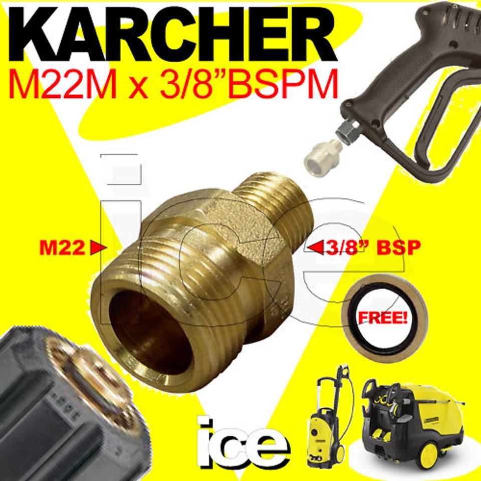 KARCHER M22M x 3/8"M ADATTATORE PISTOLA GRILLETTO ACCOPPIAMENTO TUBO