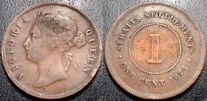 Straits Settlements Malaysia British Colony - Victoria - 1 Cent 1874 - KM#9 - Picture 1 of 1