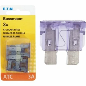 (5-5pk)-Bussmann 3-Amp 32-Volt ATC Blade Automotive Fuse BP/ATC-3-RP - Picture 1 of 1