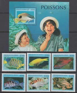 BENIN Sc# 1047-53 CPL MNH JUEGO de 6 DIFF + UNA HOJA DE RECUERDO de VARIOS PECES - Imagen 1 de 1