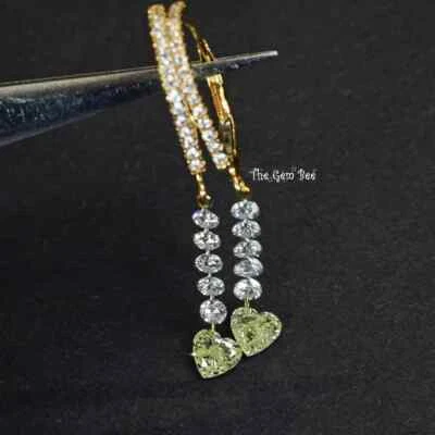 Pendiente de cuentas briolette de diamantes con corazón amarillo flotante de oro de 18 quilates de 1,67 quilates 1,5" Foto 1 de 4