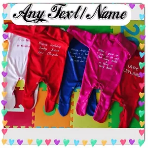 Personalised Your Text Embroidery Baby Grow,Bodysuit, Birthday Christmas Gift! - Picture 1 of 2