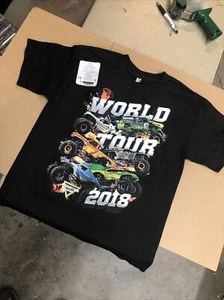 S29- Alstyle Unisex T-Shirt Black Monster Jam World Tour 2018 Youth Med NEW - Picture 1 of 3