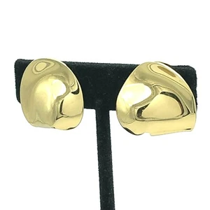 Christian Dior Earrings Modernist Gold Tone Clip On Vintage - Picture 1 of 12