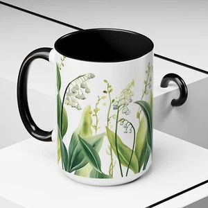 Maiglöckchen 15 Unzen Keramiktasse - Mai Geburt Blume Becher - Kaffeetasse Geschenk - Bild 1 von 7
