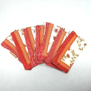 Vintage rot hellbraun beige Paisley 100 % große Baumwolle Servietten Set 7 - 18" x 17" - Bild 1 von 6