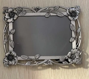 Vintage Pewter Frame Vine Roses Design Holds 3”x 5” Photo Heavy Free Standing - Picture 1 of 4