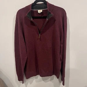 Faherty 1/4 Zip Sweater Pullover Red Maroon Soft Comfort Cotton Mens Size XL - Picture 1 of 6