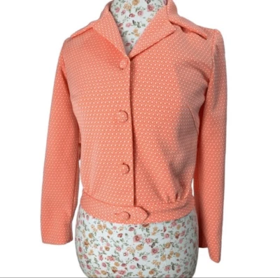 Vintage 70's Handmade Jacket Bright Cream Orange Feminine Retro Size Small - Image 1 of 4