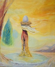 "GEBURT DER VENUS" signiert S.B. Gemälde Öl Leinwand 50x60 cm Unikat