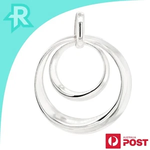 Double Hoop Concentric Sterling Silver 925 Pendant - Picture 1 of 6