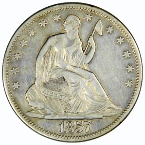 1857-O SEATED HALF DOLLAR ~ ABOUT UNCIRCULATED ~ PRICED RIGHT! INV#2 - Picture 1 of 2
