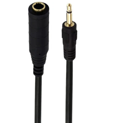 3.5mm 1/8" TS Mono Male to 6.35mm 1/4" Mono Female Headphone Audio Cable 0.3m - Image 1 of 2
