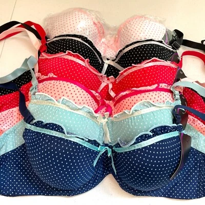 NUEVO paquete de 6 sujetadores con aros Sofra para mujer talla 30A con volantes a lunares Foto 1 de 4