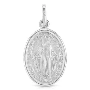 14K White Gold Religious Virgin Mary Miraculous Guadulupe Medal Pendant - Picture 1 of 7