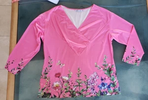 MISSLOOK Tunika Oberteil Gr. XL rosa V-Ausschnitt 3/4 Arm geblümt bunt - Bild 1 von 7