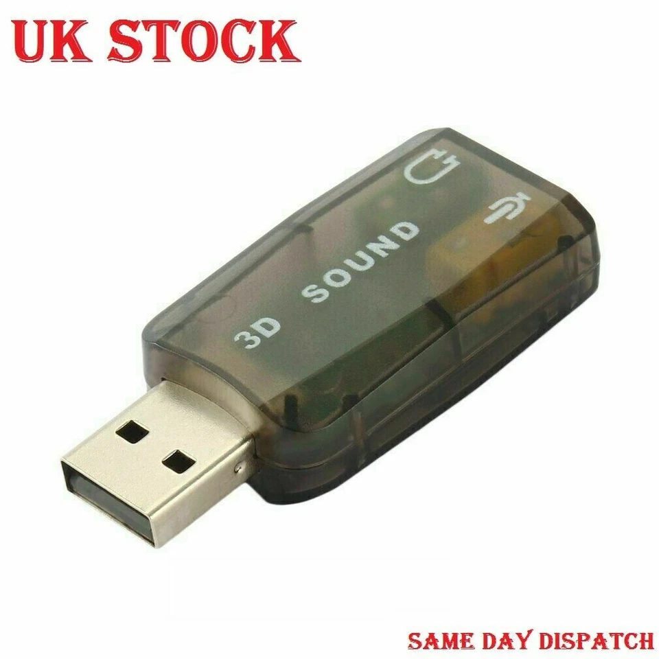 5.1USB to 3.5mm mic headphone Jack Stereo Headset 3D Sound Card Audio Adapter PC - Image 1 of 4