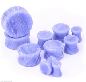 PAR-Piedra Ágata Azul Encaje Sillín Acampanado Tapones para las Orejas Calibre 05mm/4 - Imagen 1 de 4