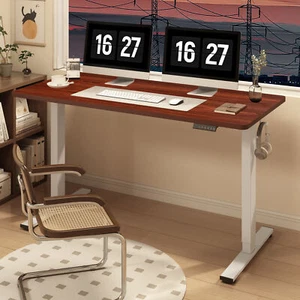 FlexiSpot 40"/48"/55"/60"Height Adjustable Standing Desk with Hooks, White Frame - Picture 1 of 65
