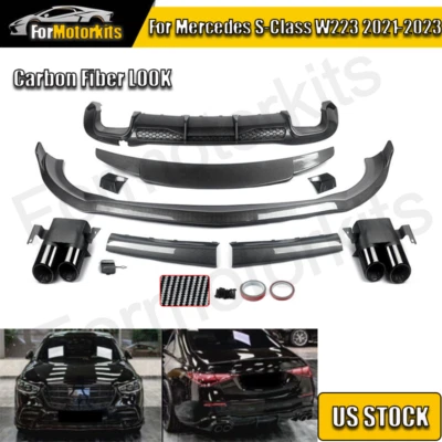 For Mercedes-Benz S-Class W223 Front Splitter Rear Diffuser Spoiler Body Kits Foto 1 de 4